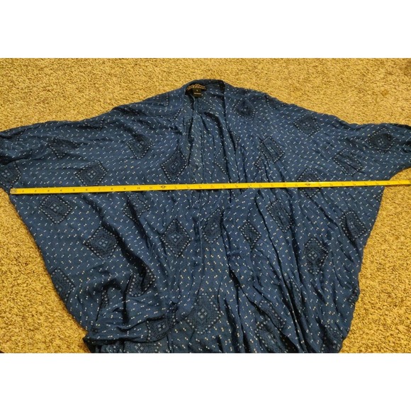 Lucky Brand Womens Cardigan Slouchy Size Small Blue Half Sleeve White Pattern - Picture 4 of 5